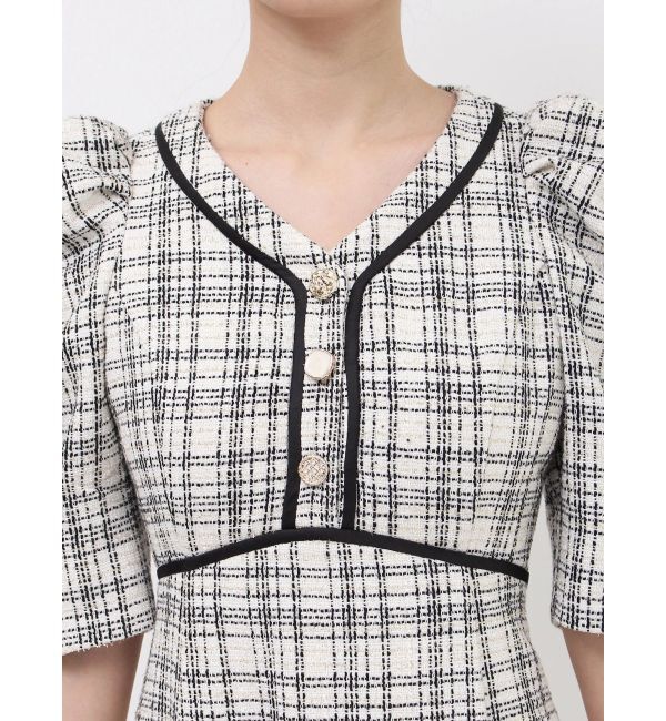 dazzlin「マルチボタンパイピングツイードワンピース」|ワンピース|