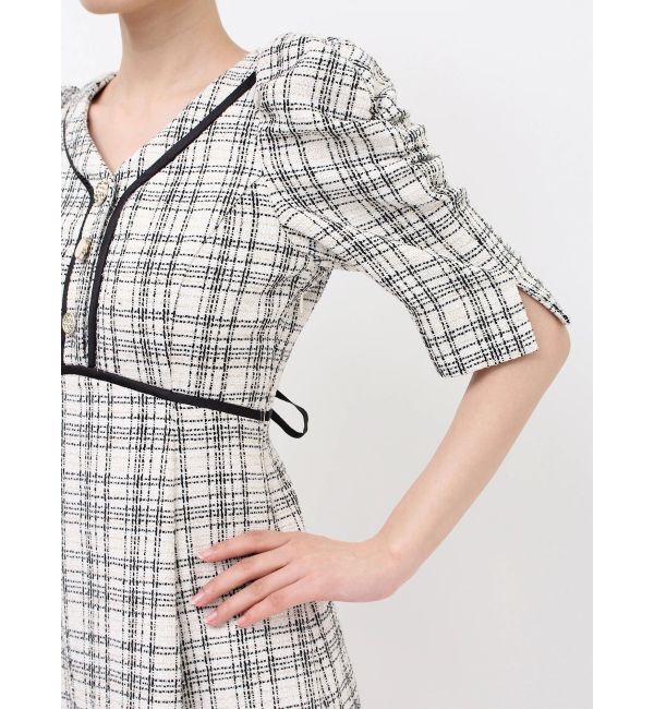 dazzlin「マルチボタンパイピングツイードワンピース」|ワンピース|