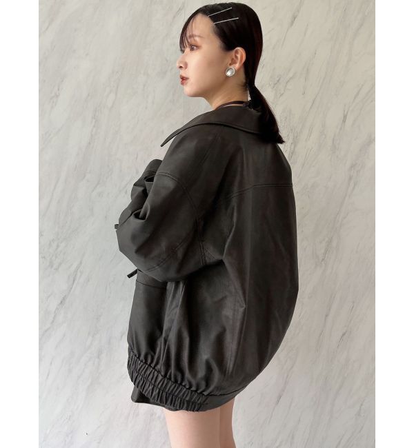 dazzlin「【SETUP】カフスリボンフェイクレザージャケット※セットアップ対応」|ブルゾン・スタジャン|