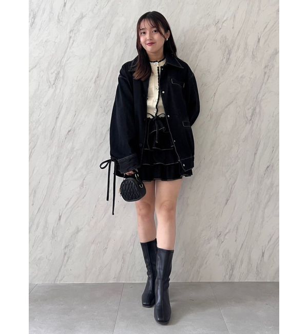 dazzlin「【SETUP】カフスリボンフェイクレザージャケット※セットアップ対応」|ブルゾン・スタジャン|