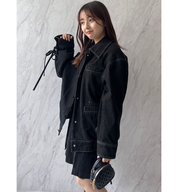 dazzlin「【SETUP】カフスリボンフェイクレザージャケット※セットアップ対応」|ブルゾン・スタジャン|