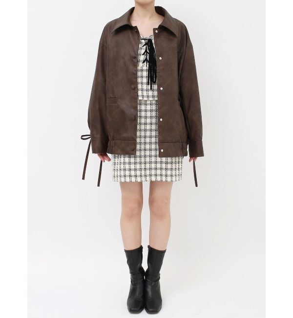 dazzlin「【SETUP】カフスリボンフェイクレザージャケット※セットアップ対応」|ブルゾン・スタジャン|