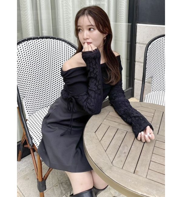 dazzlin「レースレイヤードリブニットトップス」|ニット・セーター|