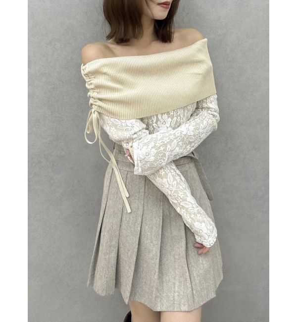 dazzlin「レースレイヤードリブニットトップス」|ニット・セーター|