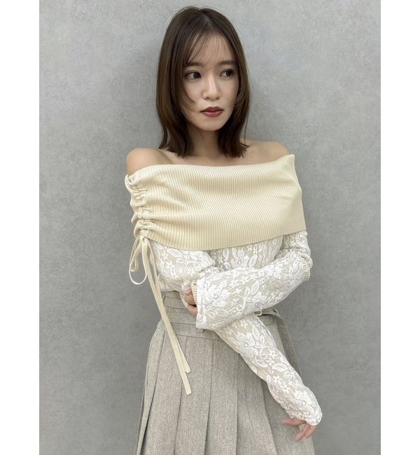 dazzlin「レースレイヤードリブニットトップス」|ニット・セーター|