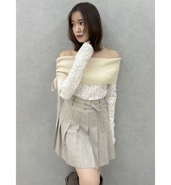 dazzlin「レースレイヤードリブニットトップス」|ニット・セーター|