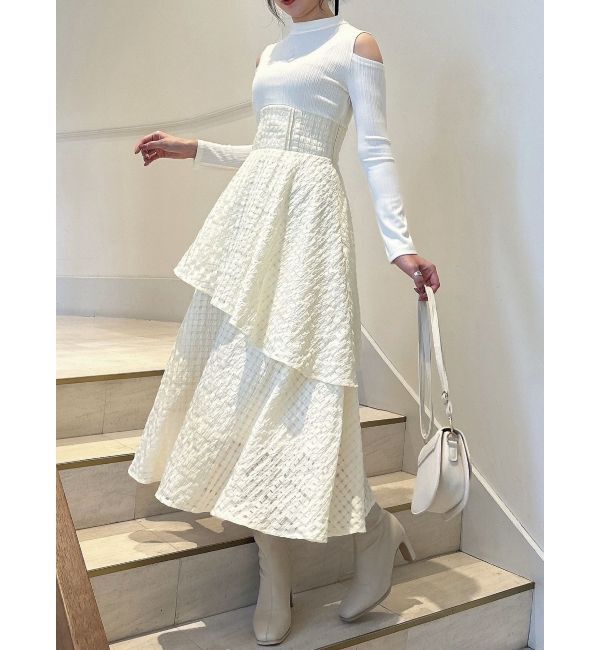 dazzlin「バックリボンティアードコンビワンピース」|ワンピース|