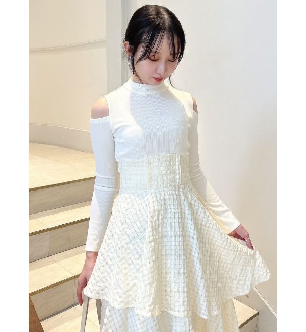 dazzlin「バックリボンティアードコンビワンピース」|ワンピース|