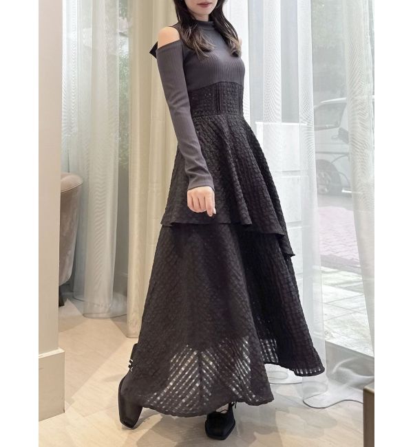 dazzlin「バックリボンティアードコンビワンピース」|ワンピース|