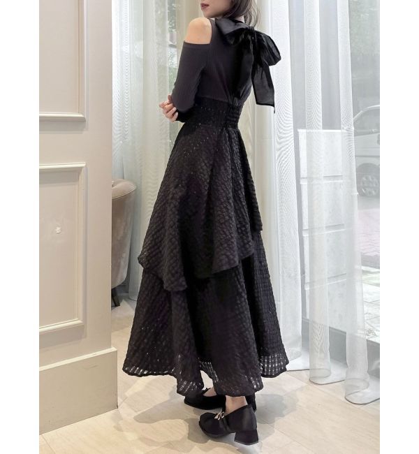 dazzlin「バックリボンティアードコンビワンピース」|ワンピース|