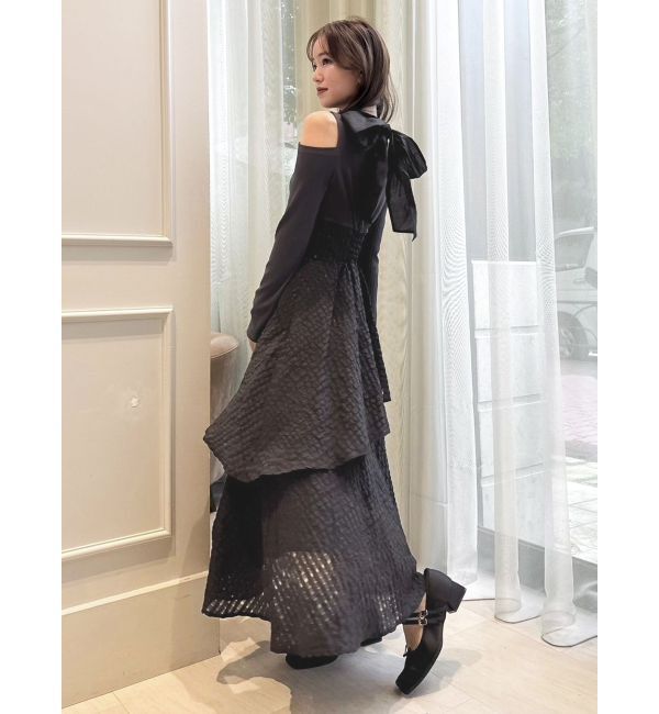 dazzlin「バックリボンティアードコンビワンピース」|ワンピース|