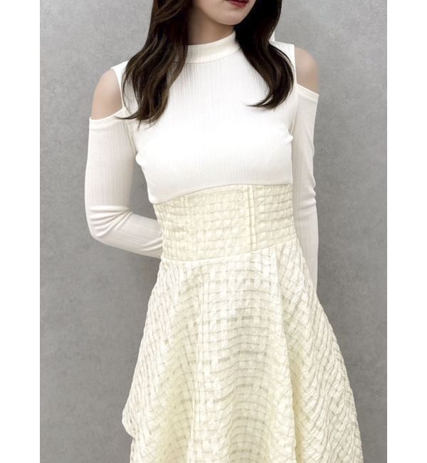 dazzlin「バックリボンティアードコンビワンピース」|ワンピース|