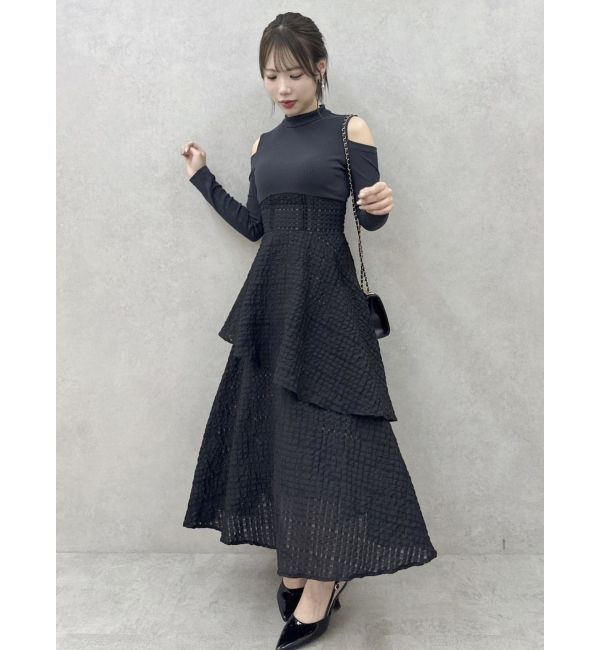 dazzlin「バックリボンティアードコンビワンピース」|ワンピース|