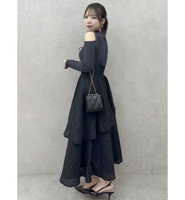 dazzlin「バックリボンティアードコンビワンピース」|ワンピース|