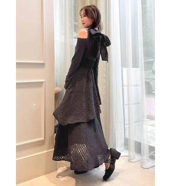 dazzlin「バックリボンティアードコンビワンピース」|ワンピース|