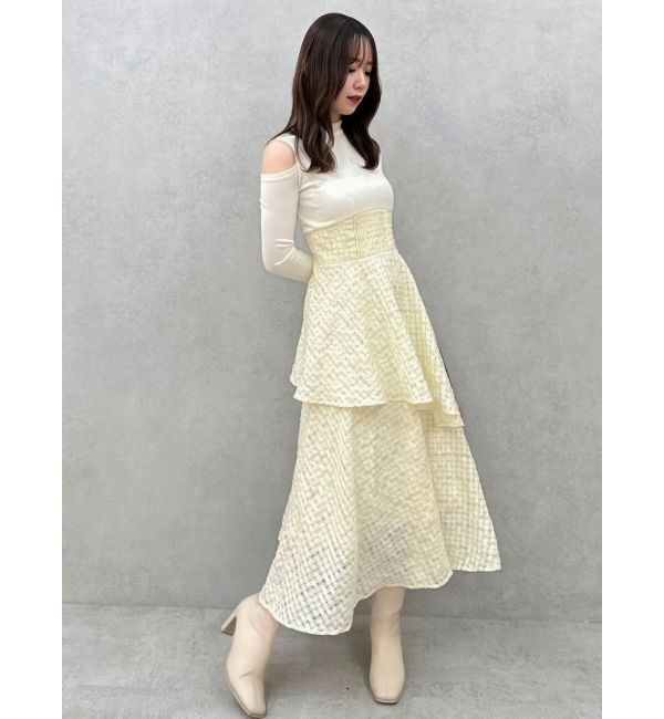 dazzlin「バックリボンティアードコンビワンピース」|ワンピース|