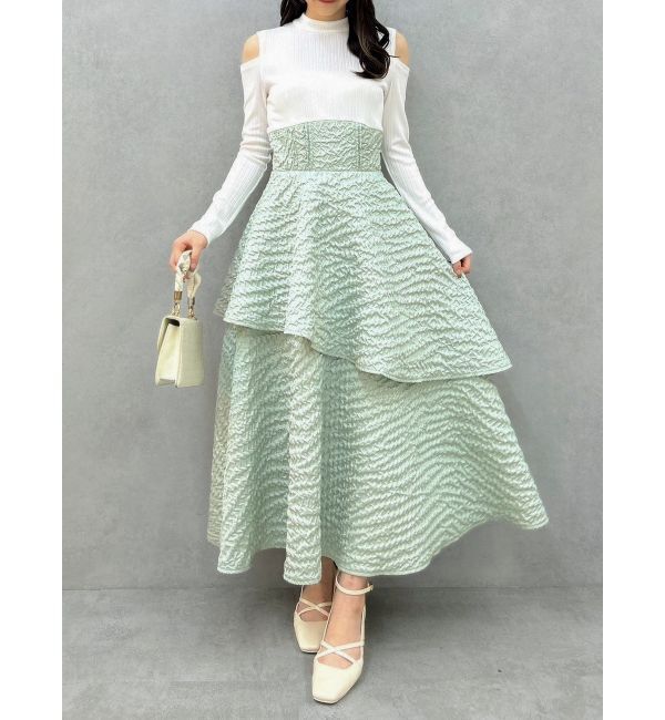 dazzlin「バックリボンティアードコンビワンピース」|ワンピース|