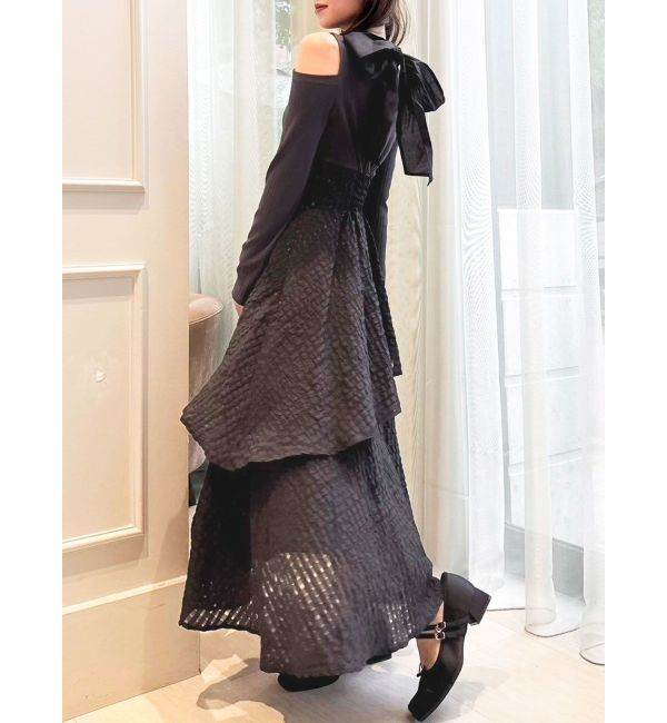 dazzlin「バックリボンティアードコンビワンピース」|ワンピース|