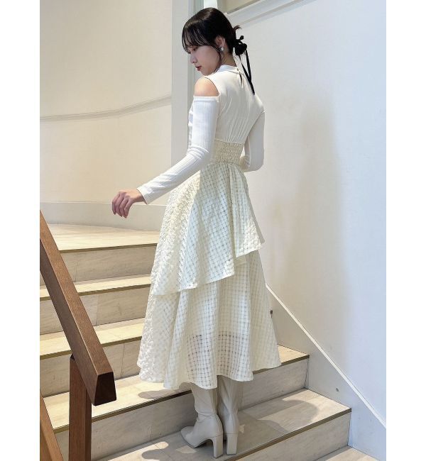 dazzlin「バックリボンティアードコンビワンピース」|ワンピース|