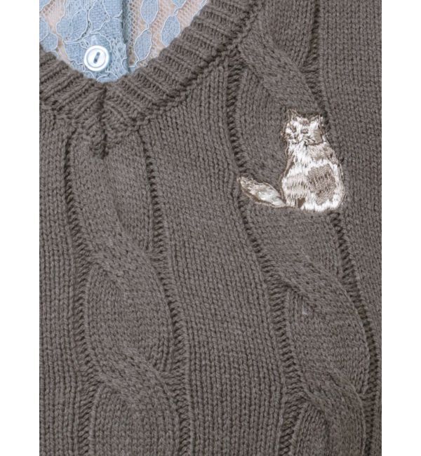 dazzlin「シャツレイヤードケーブルニットワンピース」|ワンピース|