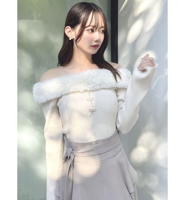 dazzlin「2WAYファーライクネックニットトップス」|ニット・セーター|