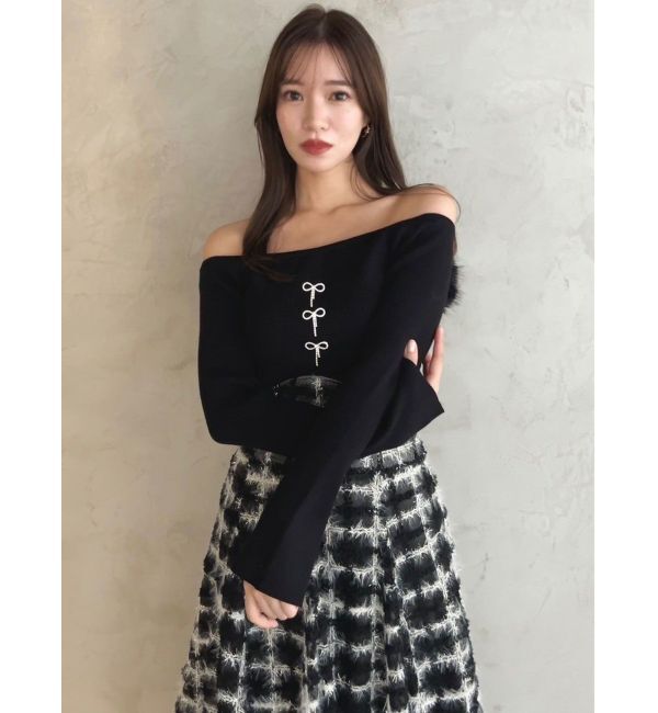 dazzlin「2WAYファーライクネックニットトップス」|ニット・セーター|