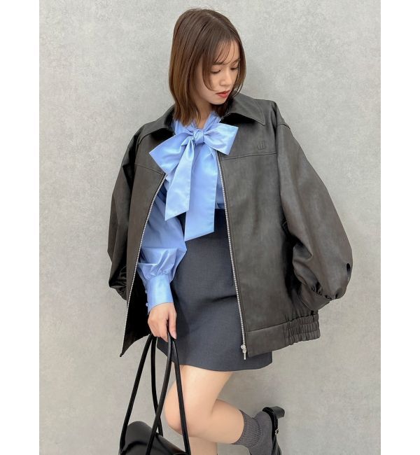 dazzlin「オーバーフォルムフェイクレザーブルゾン」|ブルゾン・スタジャン|