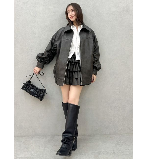 dazzlin「オーバーフォルムフェイクレザーブルゾン」|ブルゾン・スタジャン|