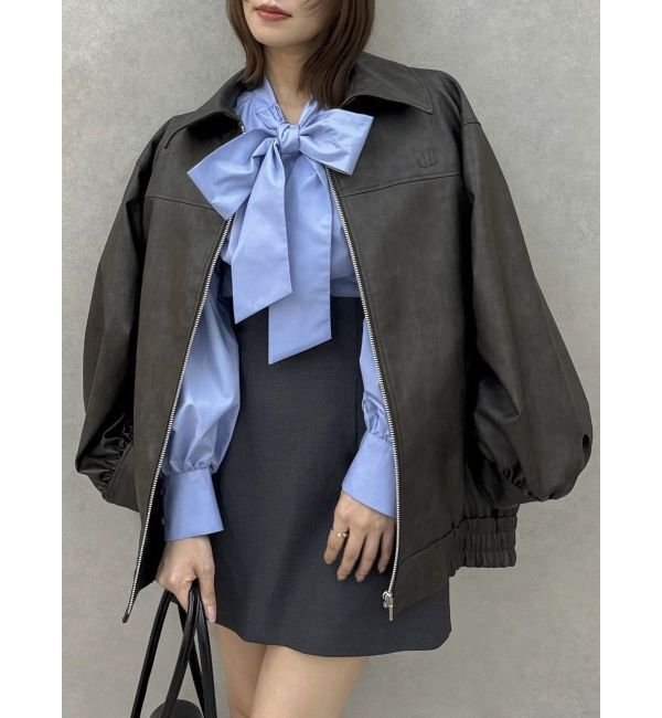 dazzlin「オーバーフォルムフェイクレザーブルゾン」|ブルゾン・スタジャン|