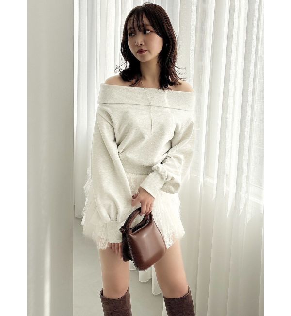 dazzlin「デコルテオープンスウェットトップス」|Tシャツ・カットソー|