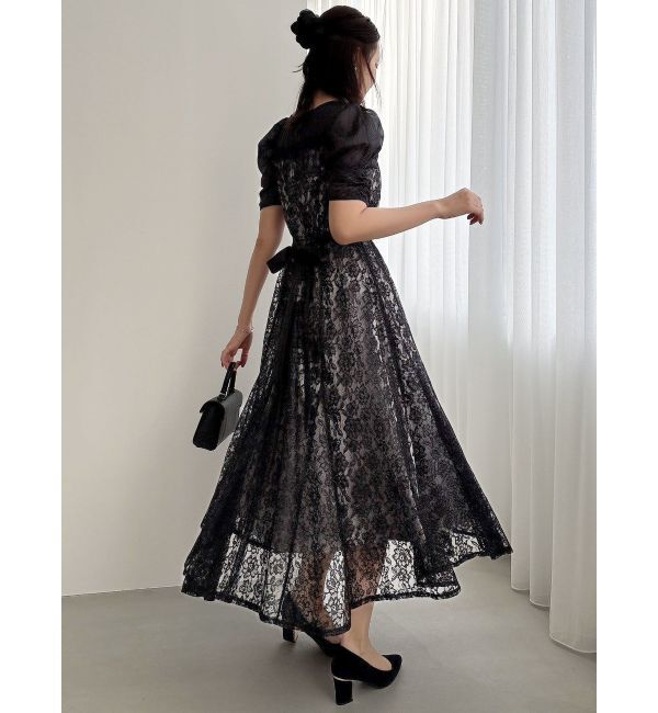 dazzlin「チュールレースベアコンビドレス」|ワンピース|ブラック