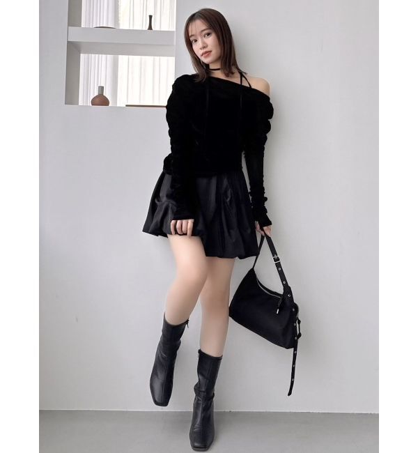 dazzlin「アシメギャザーシアーベロアカットソー」|Tシャツ・カットソー|