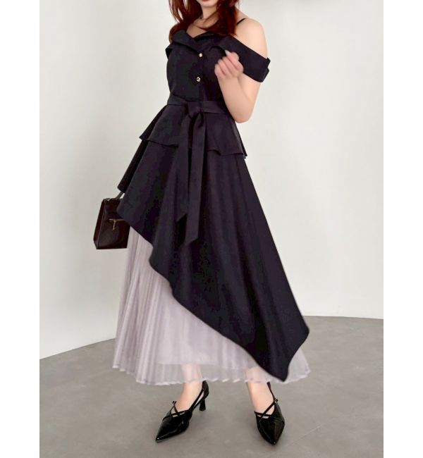 dazzlin「オフショルアシメトレンチワンピース」|ワンピース|チャコールグレー