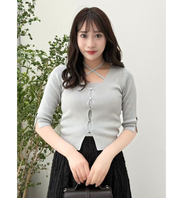 dazzlin「ハーフスリーブレイヤードカーデトップス」|ニット・セーター|