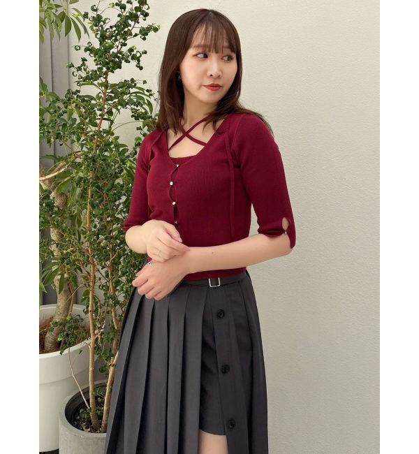 dazzlin「ハーフスリーブレイヤードカーデトップス」|ニット・セーター|