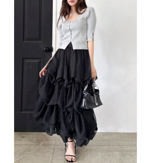 dazzlin「ハーフスリーブレイヤードカーデトップス」|ニット・セーター|