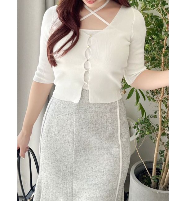 dazzlin「ハーフスリーブレイヤードカーデトップス」|ニット・セーター|