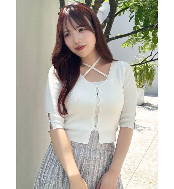 dazzlin「ハーフスリーブレイヤードカーデトップス」|ニット・セーター|