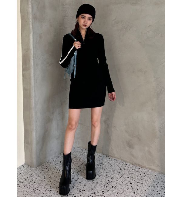 EMODA「ハーフジップリブワンピース」|ワンピース|