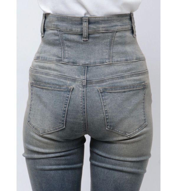 EMODA「カットアウトハイウエストフレアパギンス」|デニム|