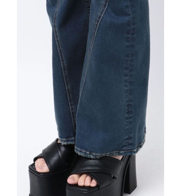 EMODA「カットアウトハイウエストフレアパギンス」|デニム|