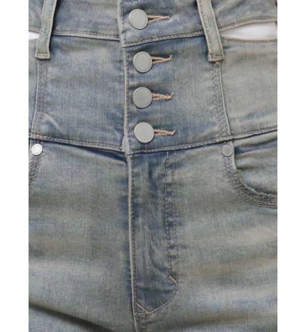 EMODA「カットアウトハイウエストフレアパギンス」|デニム|