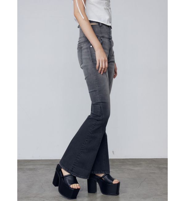 EMODA「カットアウトハイウエストフレアパギンス」|デニム|