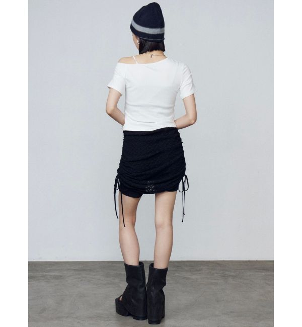 EMODA「アシンメトリーギャザーレイヤートップ」|Tシャツ・カットソー|