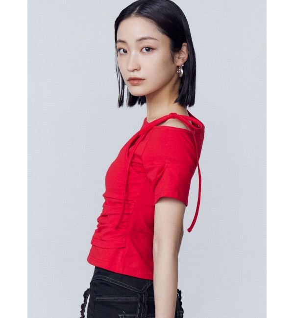 EMODA「アシンメトリーギャザーレイヤートップ」|Tシャツ・カットソー|