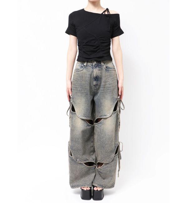 EMODA「アシンメトリーギャザーレイヤートップ」|Tシャツ・カットソー|