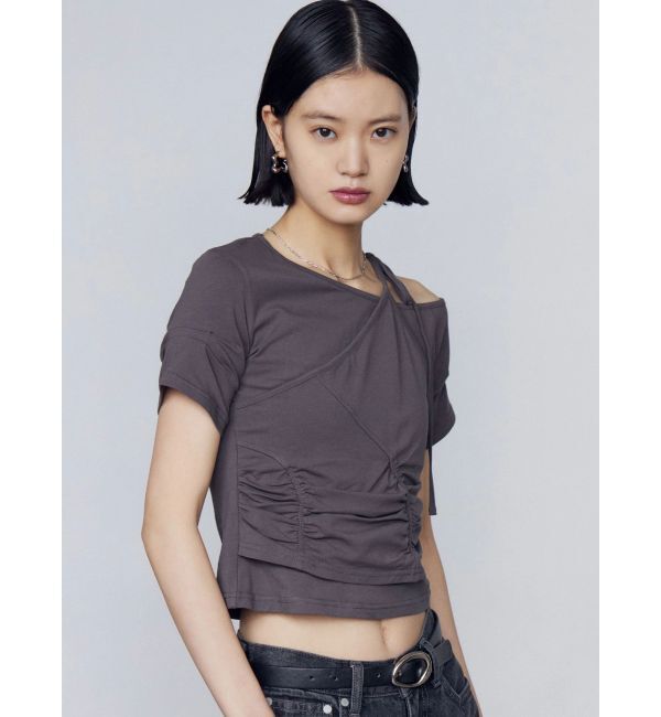 EMODA「アシンメトリーギャザーレイヤートップ」|Tシャツ・カットソー|