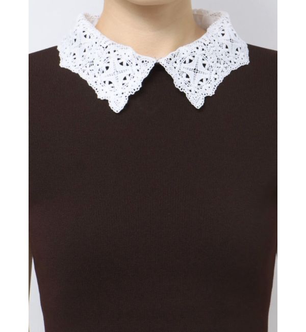 MERCURYDUO「襟付きミニニットワンピース」|ワンピース|