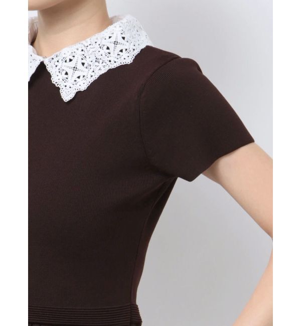 MERCURYDUO「襟付きミニニットワンピース」|ワンピース|