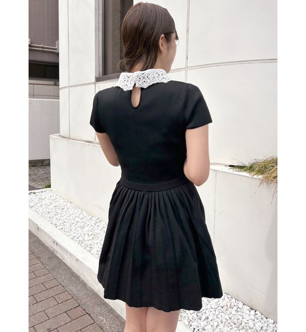 MERCURYDUO「襟付きミニニットワンピース」|ワンピース|